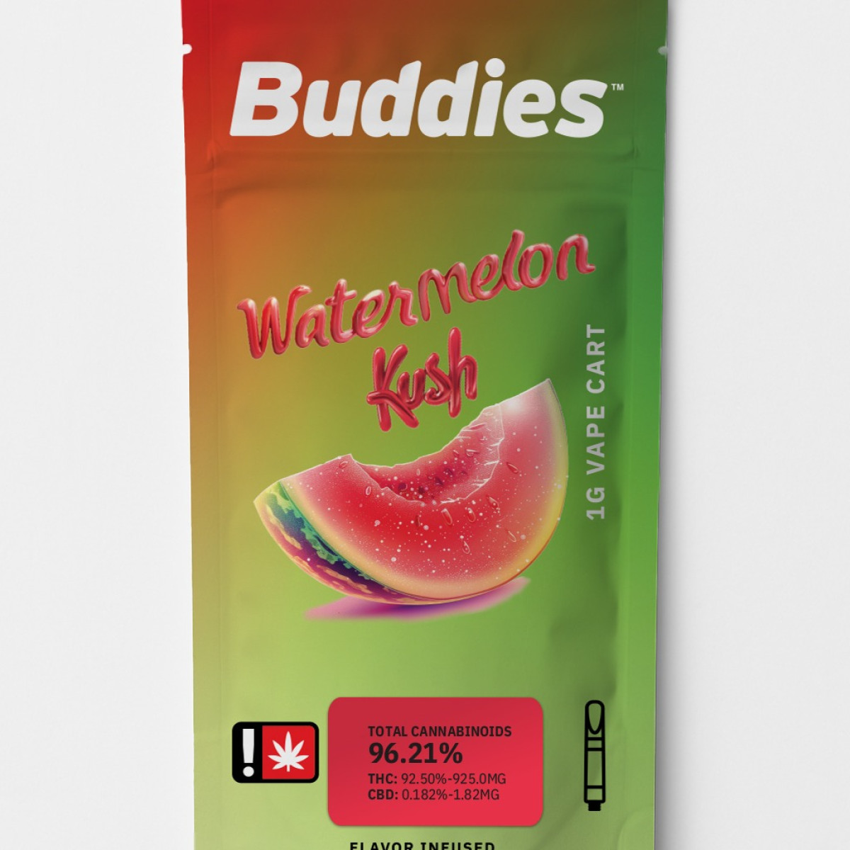 Photograph of product: Buddies Flavors - Watermelon Kush (H) - Flavored Distillate Cartridge 1g