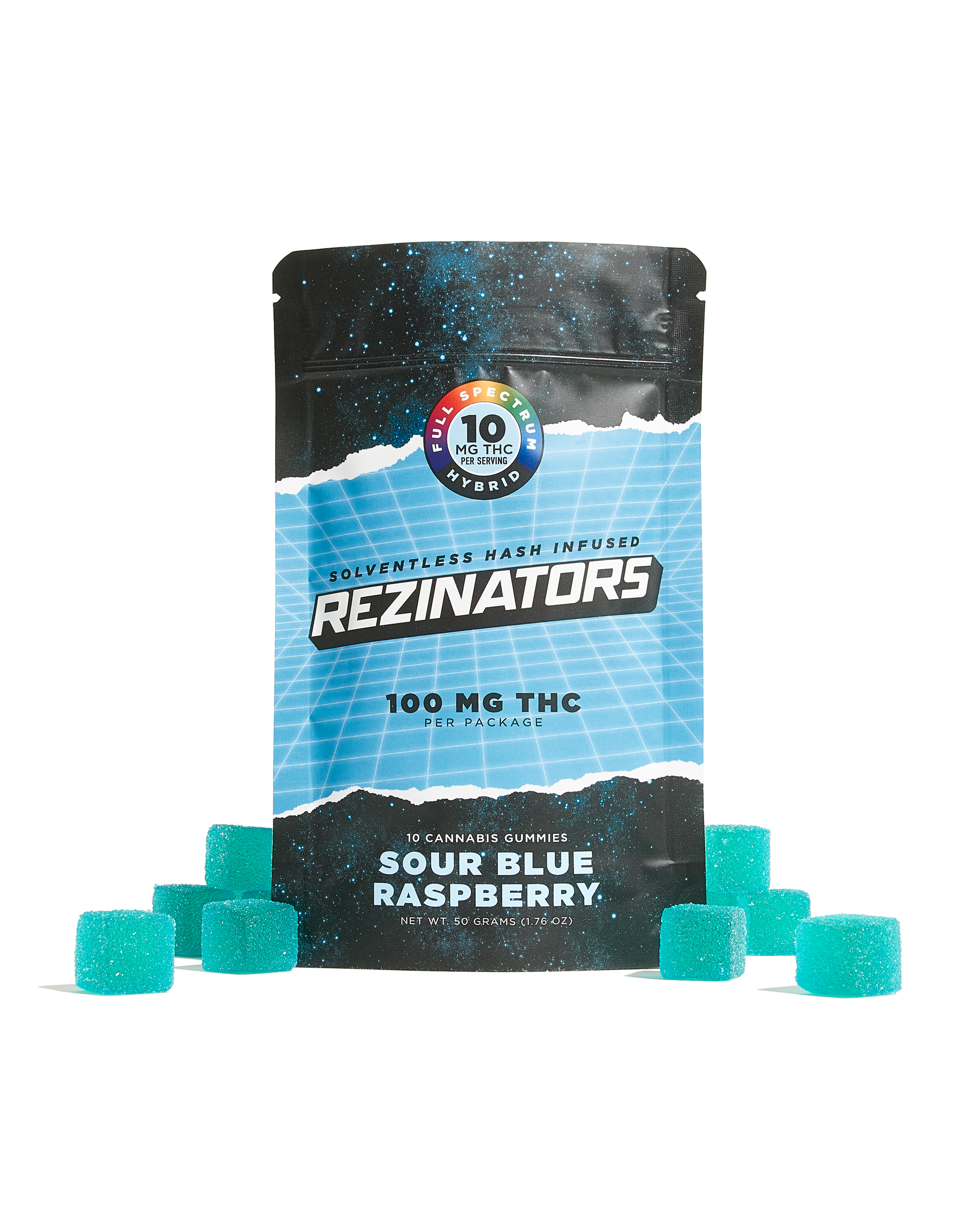 Photograph of product: Rezinators | Sour Blue Raspberry  | Gummies 100mg