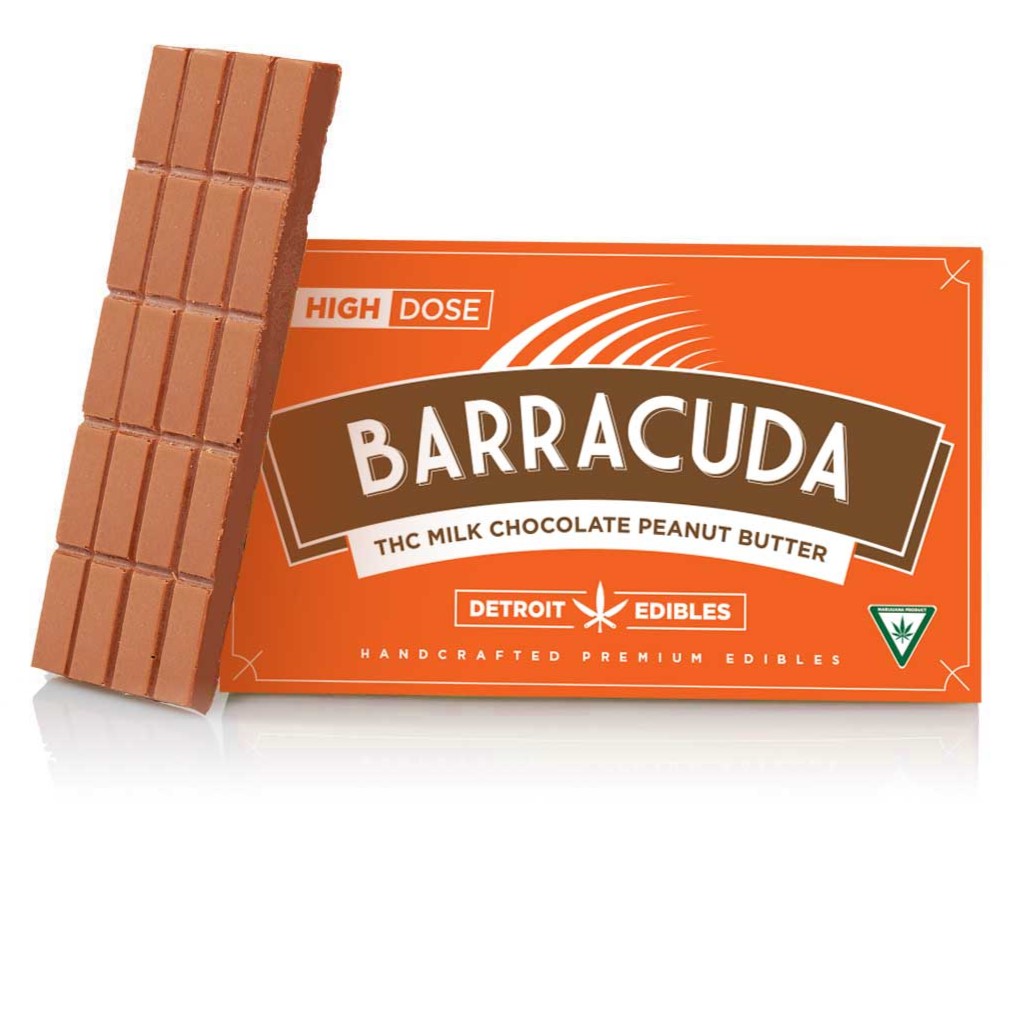 Photograph of product: Detroit Edibles Milk Chocolate Peanut Butter Barracuda Bar | 200mg