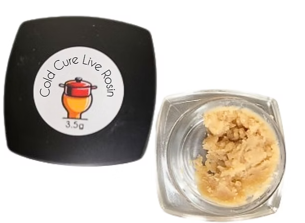 Photograph of product: POT & HEAD I DANTES INFERNO I COLD CURE LIVE ROSIN I 3.5G JAR