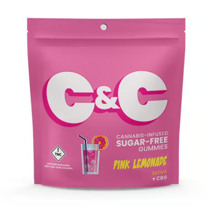 Photograph of product: Chew & Chill | 110mg | Edibles | Gummies | 2:1 CBG | 10 Pack | Pink Lemonade