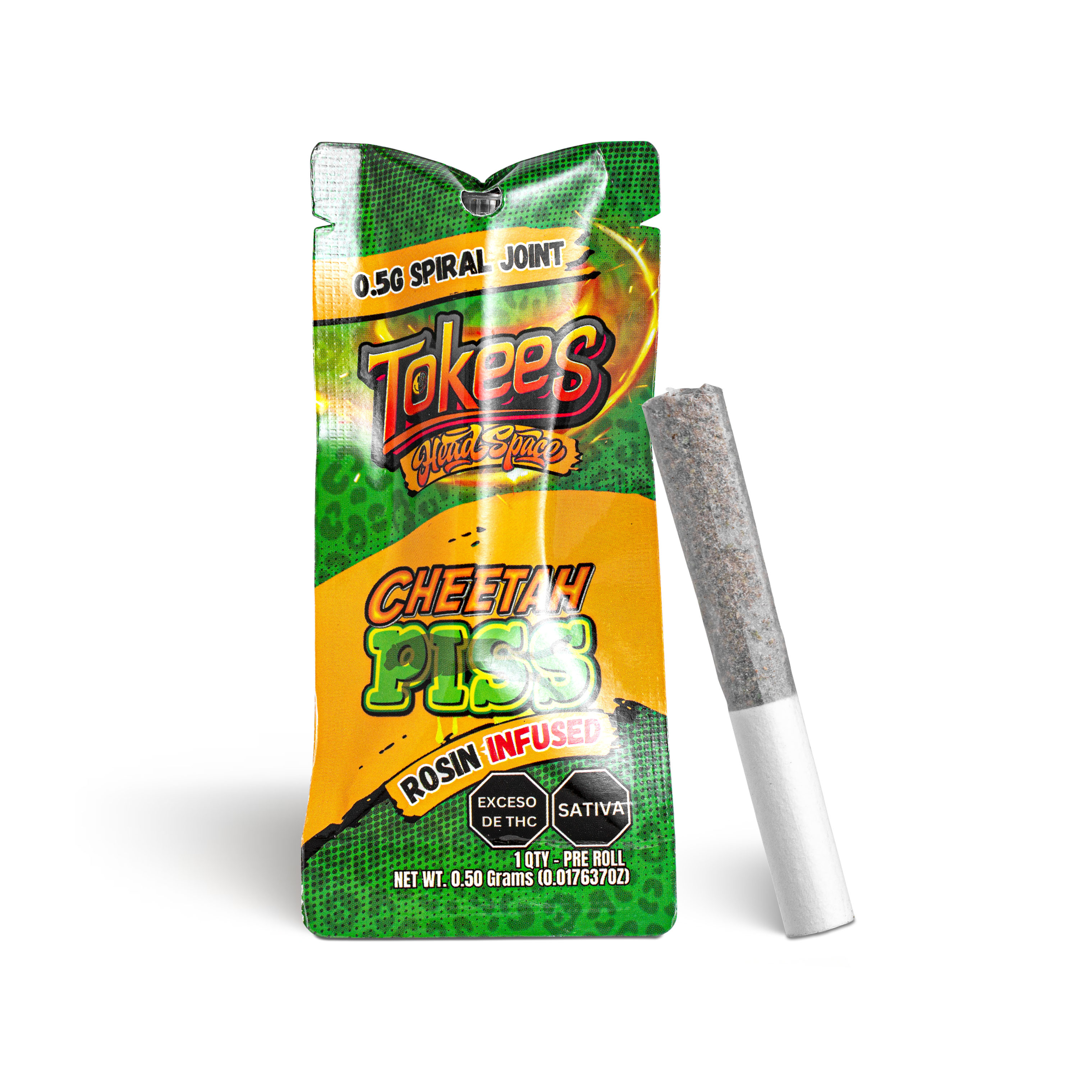 Photograph of product: Cheetah Piss Tokees Rosin Infused Pre-Roll - .5g