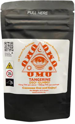 Photograph of product: OMO Tangerine DSO Gummies 100mg 10pk (10mg TH-oui each)