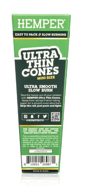 Photograph of product: Accessories | Hemper Mini Size Glass Tip Ultra Thin Cones 4pk | Hemper