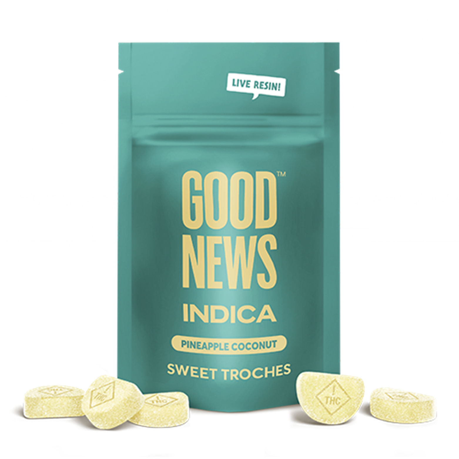 Photograph of product: Live Resin Pineapple Coconut Troches 100mg (10-Pack | 10mg Each)