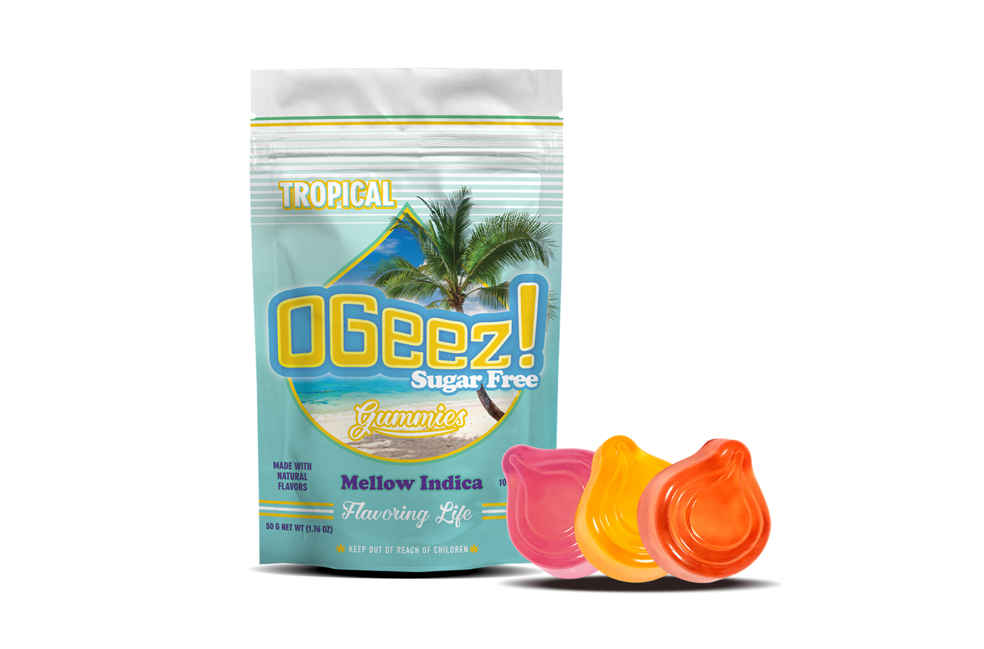 Photograph of product: OGeez | Tropical, Mellow Oui'd (I) Sugar Free Gummies | 10 Pack (100mg)