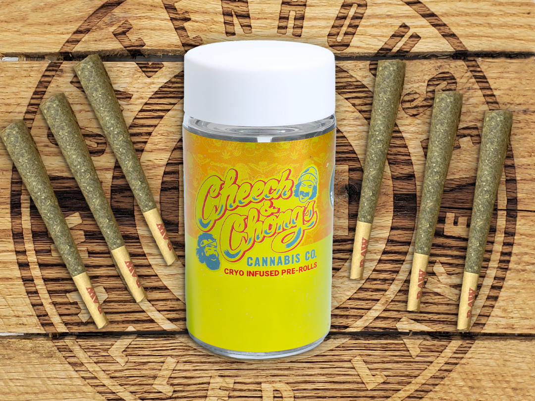 Photograph of product: Cheech & Chong | Sour Red Beanie Cryo Infused Preroll 6 pack