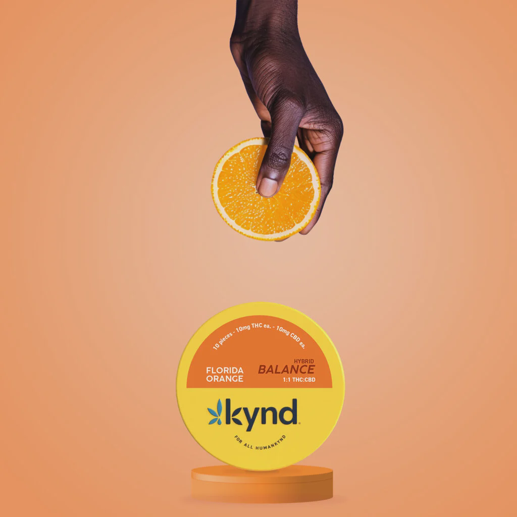 Photograph of product: Florida Orange (H) 1:1 TH-oui:CBD 100mg Vegan Gummies