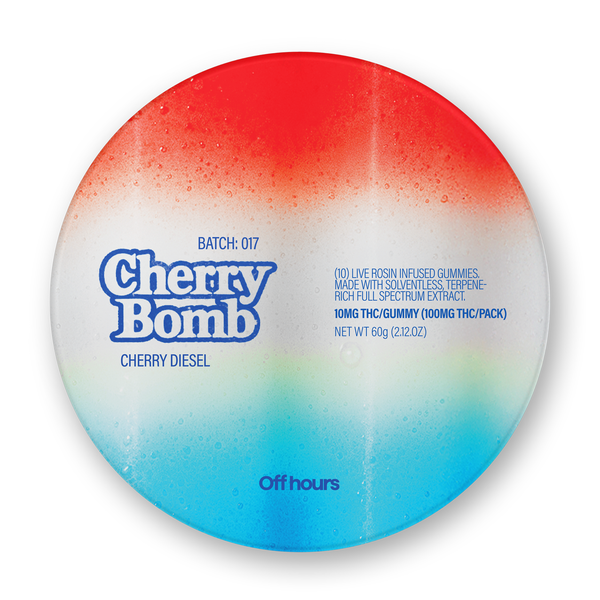 Photograph of product: Cherry Diesel "Cherry Bomb " | Live Rosin Gummies | 100mg