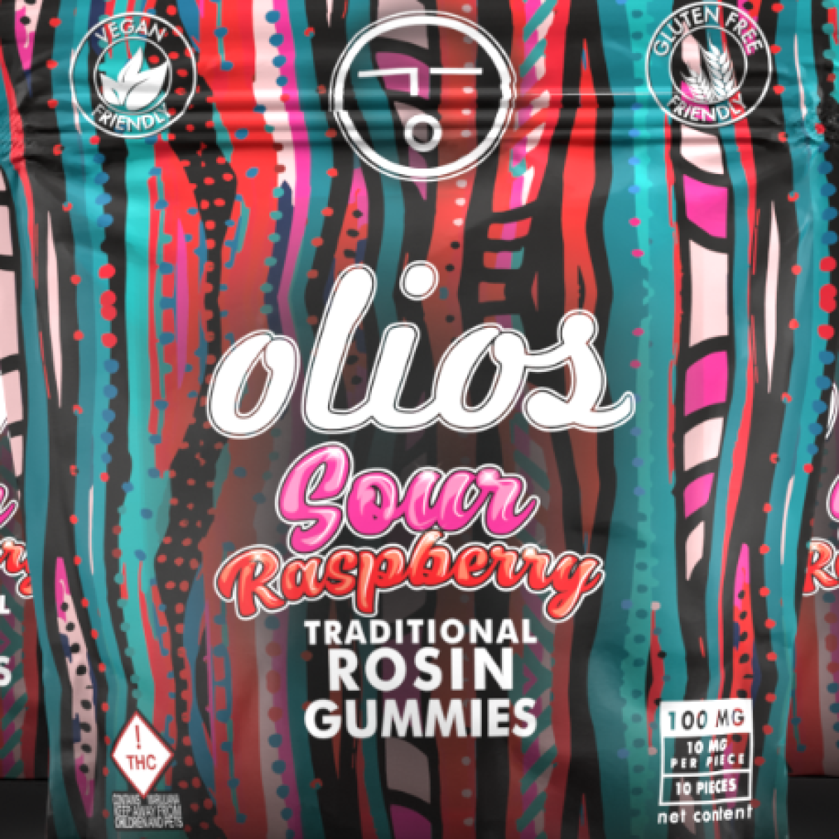 Photograph of product: Sour Raspberry Rosin Gummies 100mg | Olio