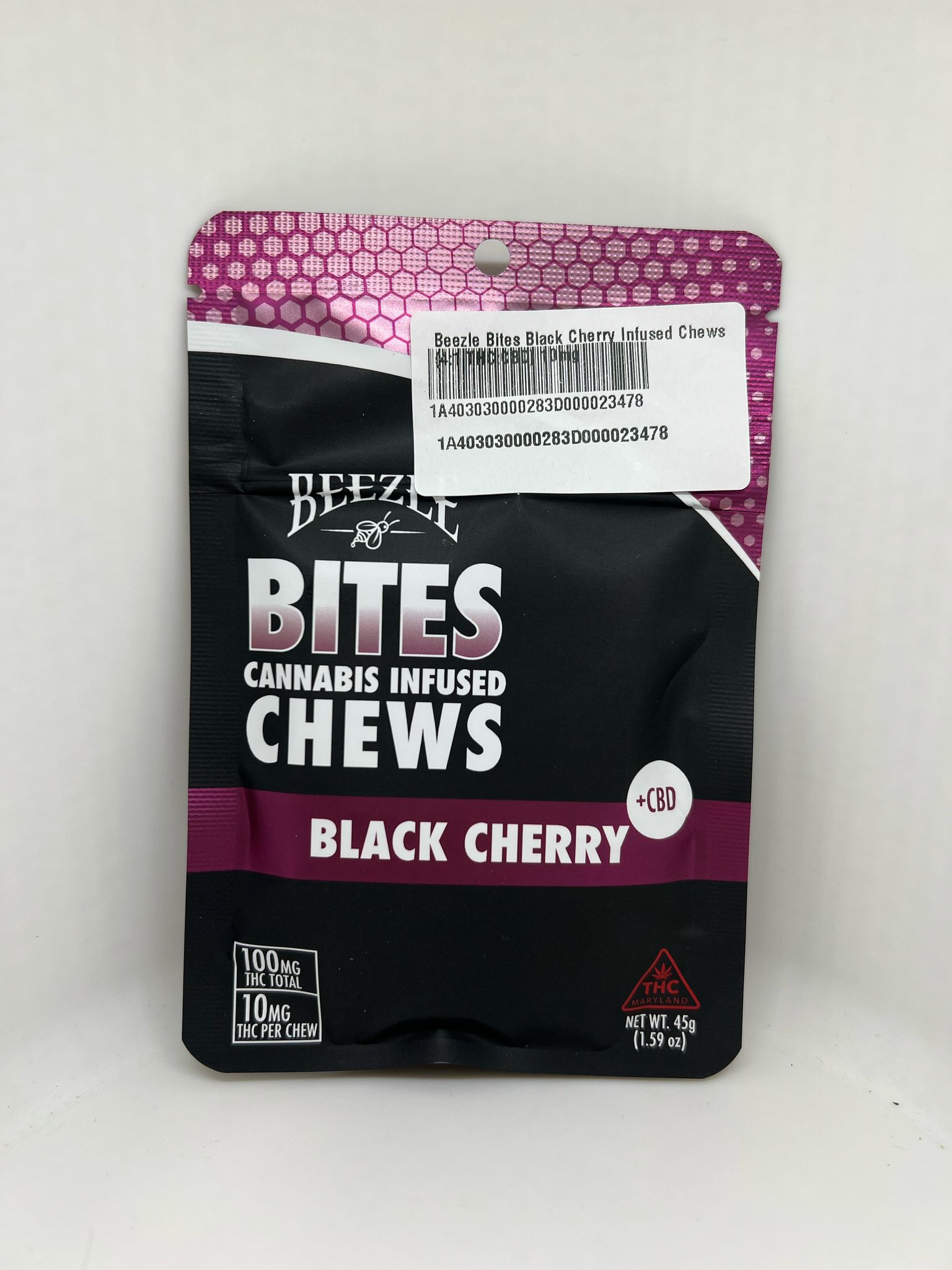 Photograph of product: Beezle Bites Black Cherry Infused Chews (4:1 TH-oui:CBD) 10mg