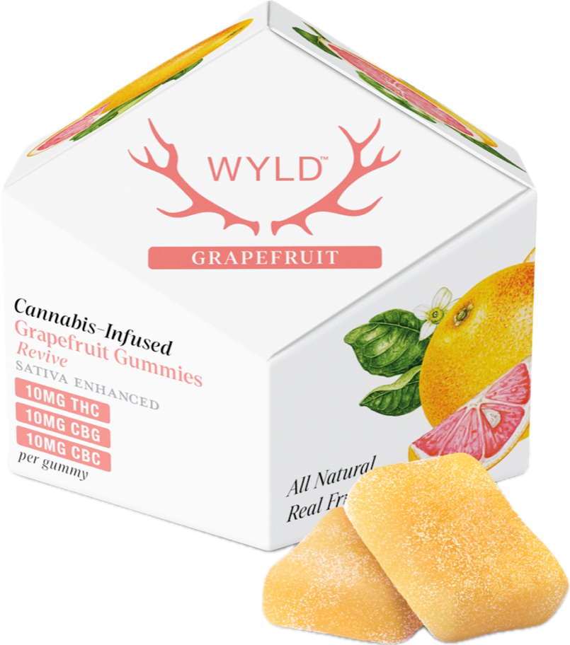 Photograph of product: Wyld Grapefruit 100mg TH-oui:10mg/CBG:10mg/CBC:10mg
