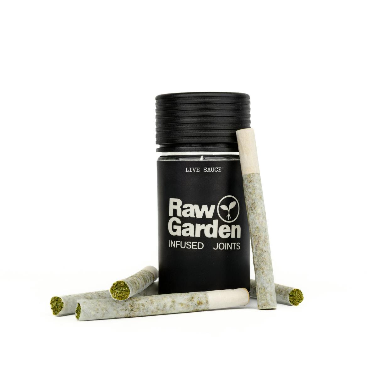 Photograph of product: 5pk - Kush Crasher - Live Sauce - Infused Joints - 2.5g - Raw Garden