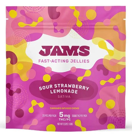Photograph of product: Curaleaf | Jams | Sour Strawberry Lemonade | Jellies | 20ct