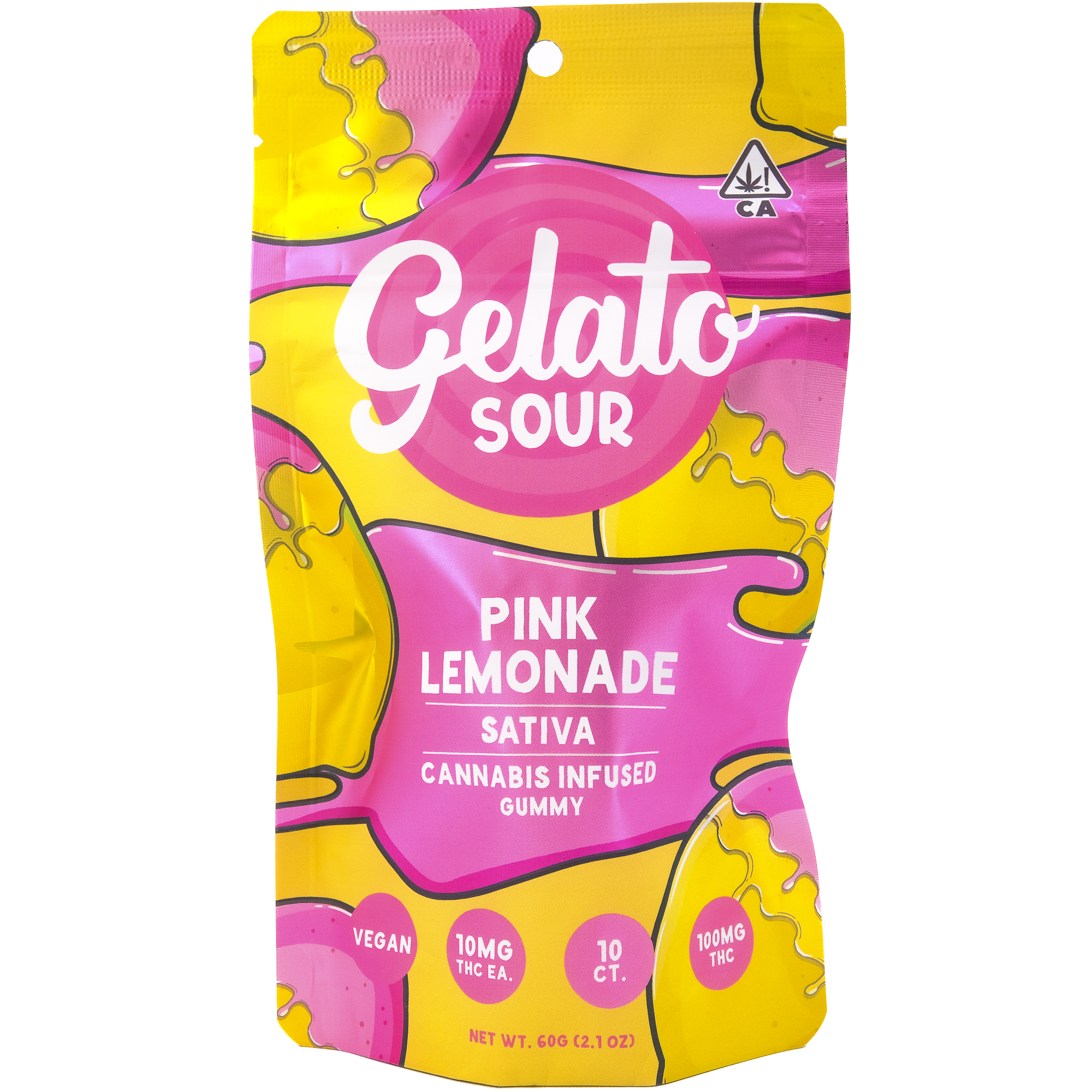 Photograph of product: Sour Pink Lemonade 100mg 10pk Gummies - Gelato