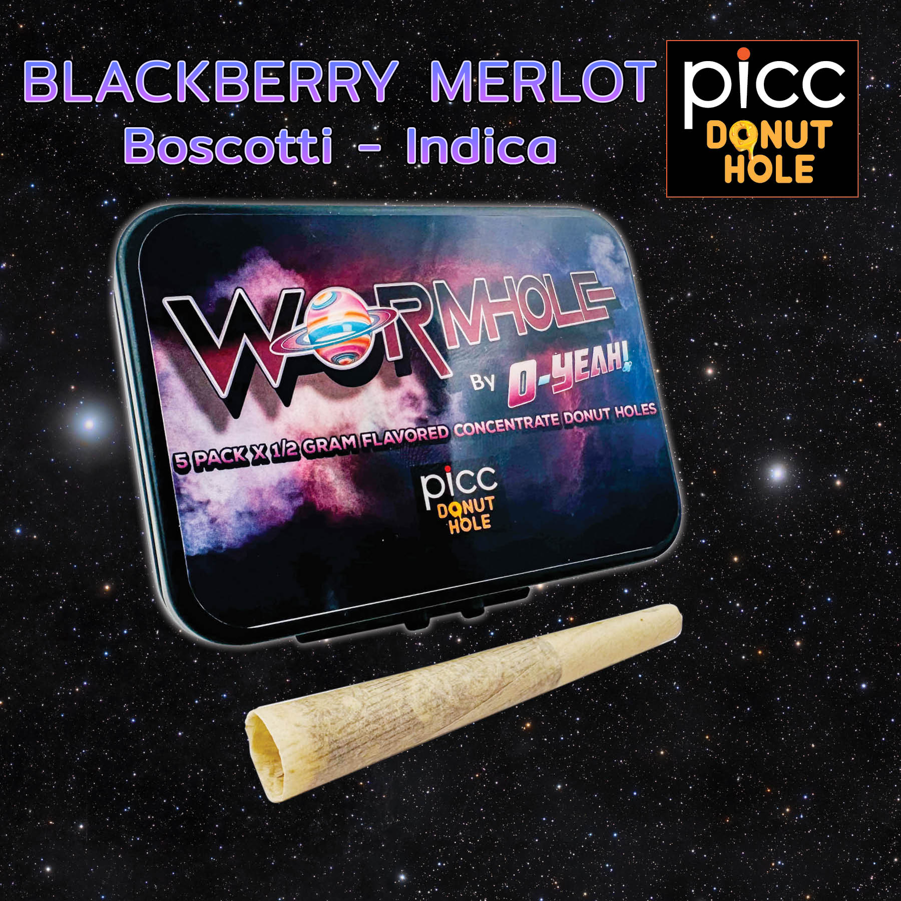 Photograph of product: Blackberry Merlot Boscotti | O-Yeah Wormholes | 5pk | 2.5g