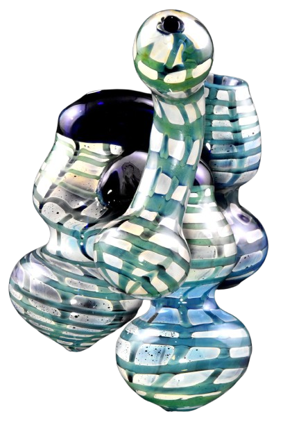 Photograph of product: CRCL | 7" Silver Fumed Net Triple Chamber Sherlock Glass Bubbler (B1393)
