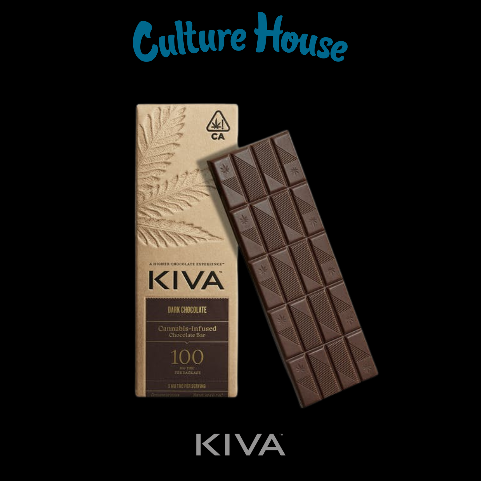Photograph of product: Kiva | Dark Chocolate | 100mg
