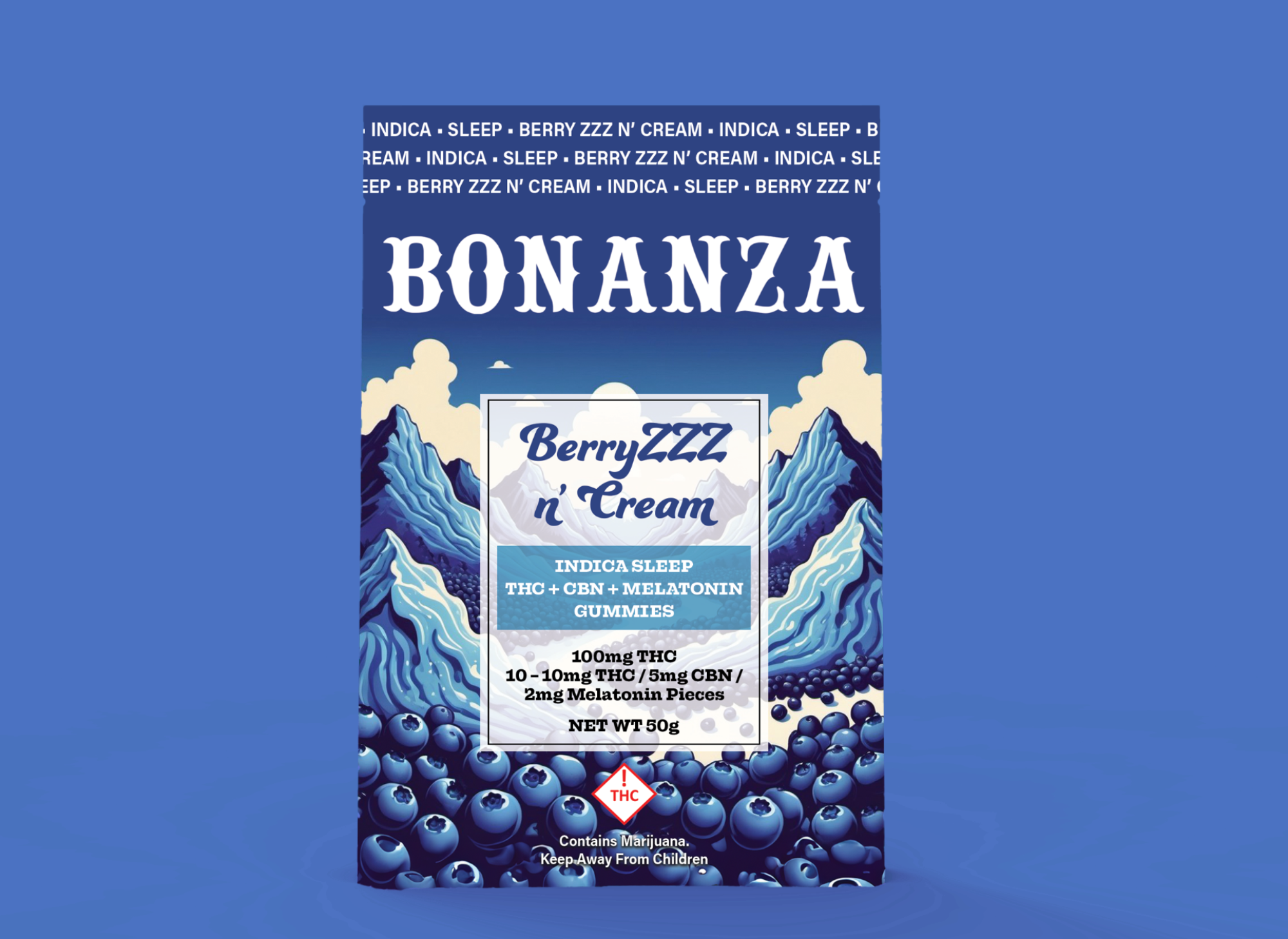 Photograph of product: BerryZZZ n' Cream (I) - (2:1 TH-oui:CBN) 100mg Gummies - Bonanza