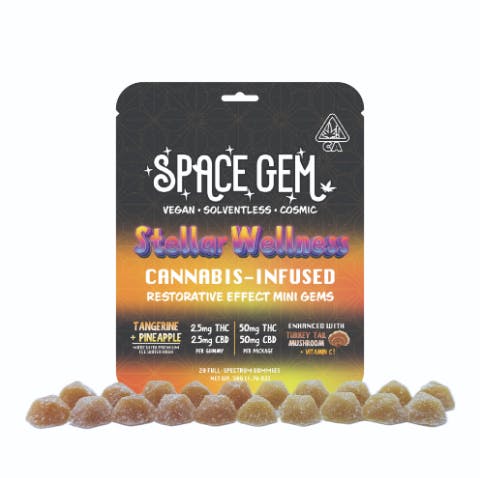 Photograph of product: Pineapple & Tangerine Restorative Effect Mini Gems 20 pc | 50mg TH-oui : 50mg CBD - Sales Floor