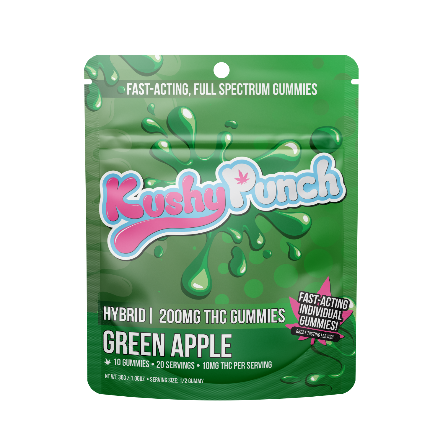 Photograph of product: Kushy Punch Edible - Green Apple Individuals 200mg