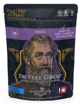 Photograph of product: Dr. Feel Good | Blueberry Lemonade | Single Rosin Gummy 100mg