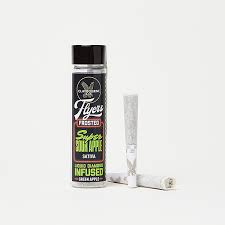 Photograph of product: SUPER SOUR APPLE .5G INFUSED FROSTED PREROLL 2 PACK