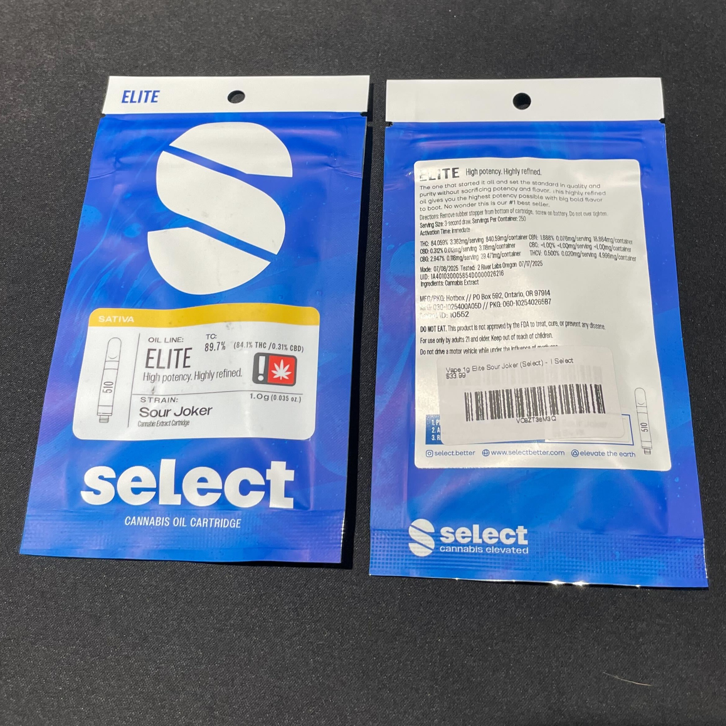 Photograph of product: Vape 1g Elite Sour Joker (Select)