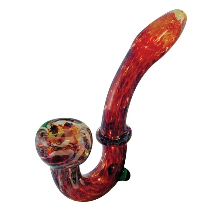 Photograph of product: Bubbling Lava Frit Glass Sherlock Pipe | 6"