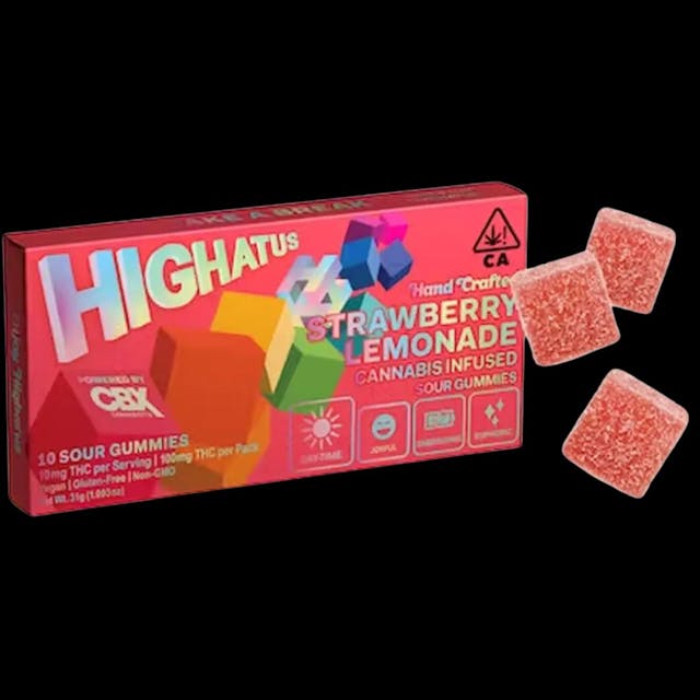 Photograph of product: Highatus Strawberry Lemonade 100mg Sour Gummies - 
