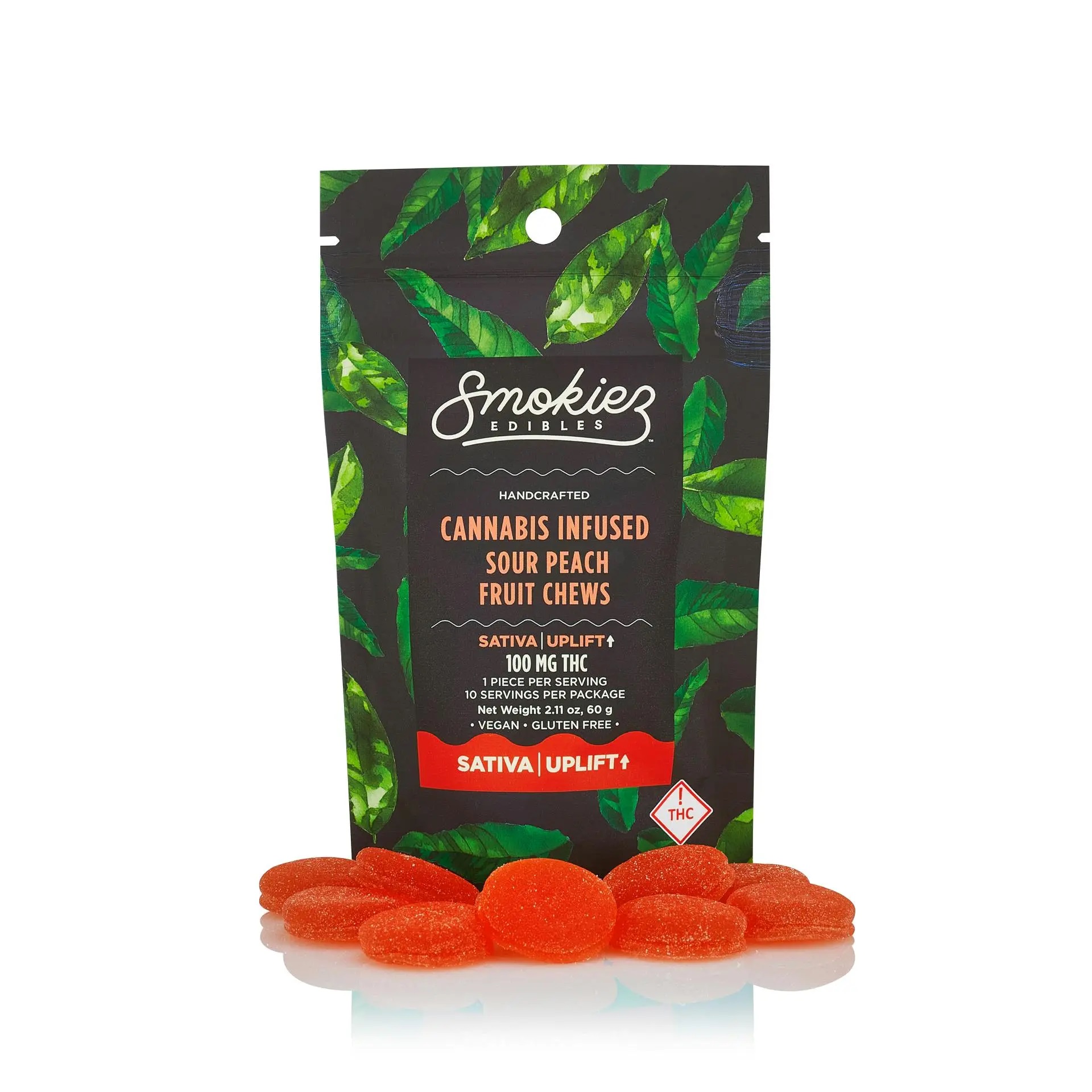 Photograph of product: Smokiez Sour Peach Oui'd Gummies 10mg x 10-Pack