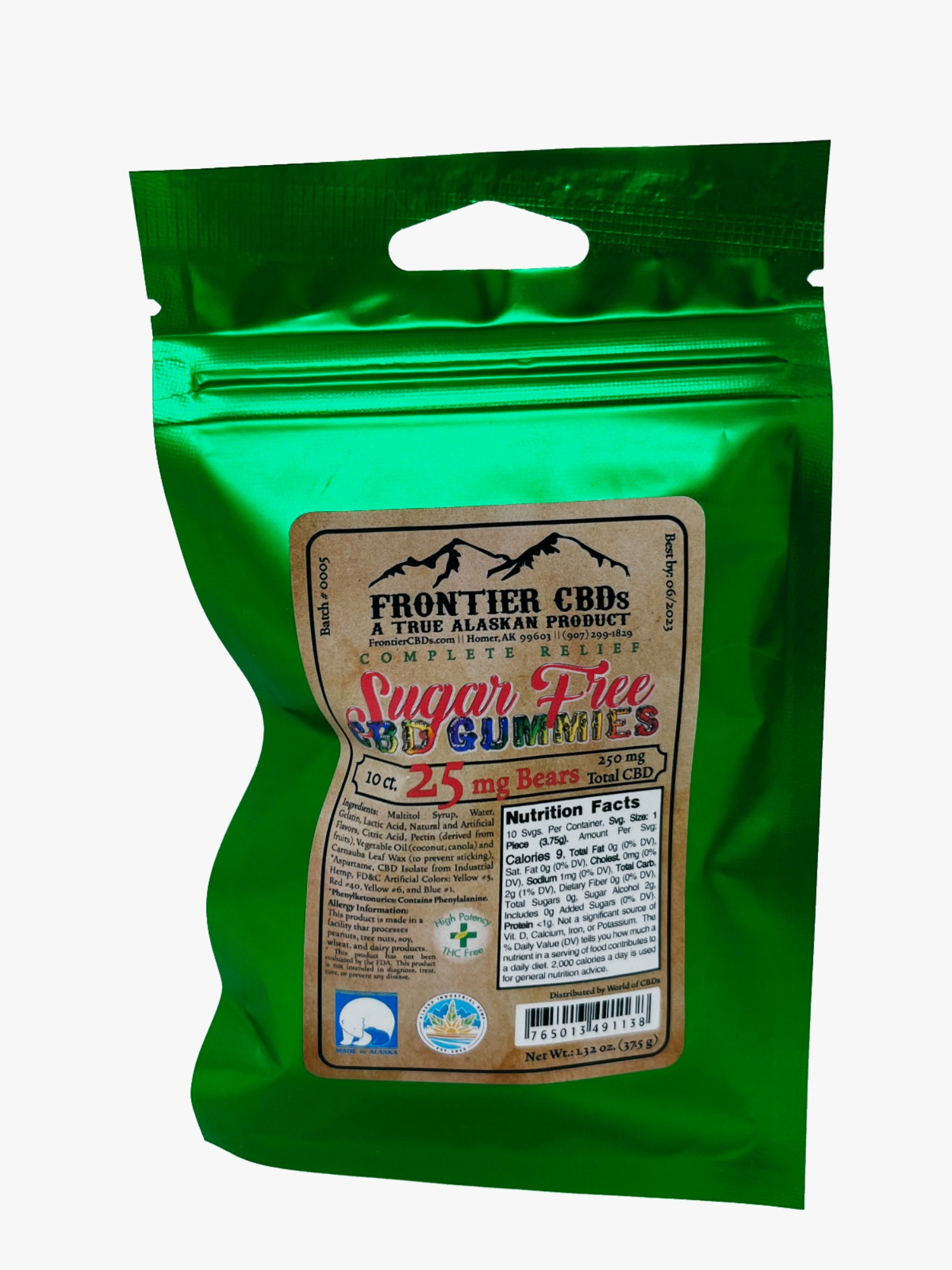 Photograph of product: 25mg CBD Sugar Free Gummy Bears 10-Pack by Frontier CBD
