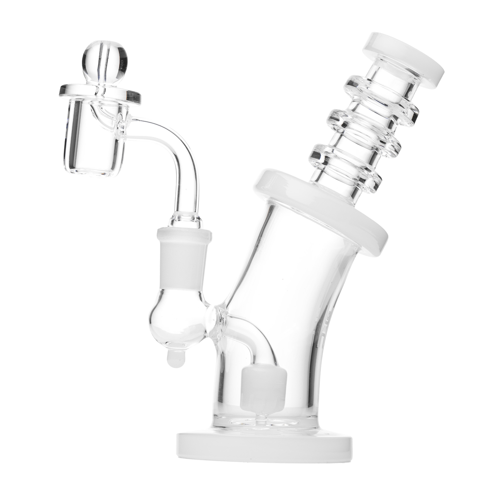 Photograph of product: 6.25" Bent Neck Dab Rig | Clear/White