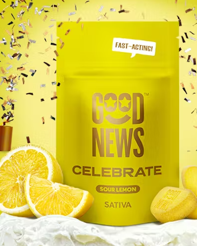 Photograph of product: Gummy Celebrate Lemon Sour Fast Acting [20pk] | 100mg