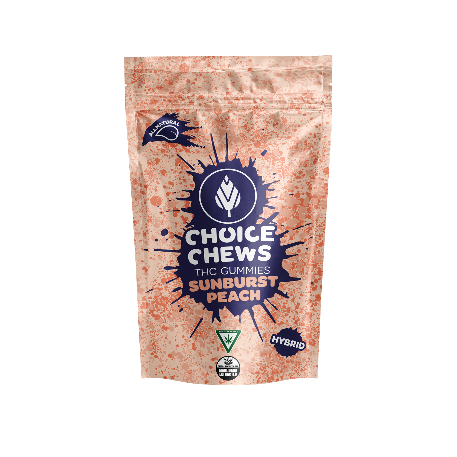 Photograph of product: CHOICE | SUNBURST PEACH | HYBRID | GUMMIES | 200MG | REC