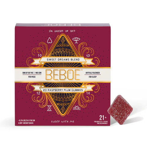 Photograph of product: Beboe Gummy Sweet Dreams (Raspberry Plum) 120mg 5:1 TH-oui:CBN | 20pk