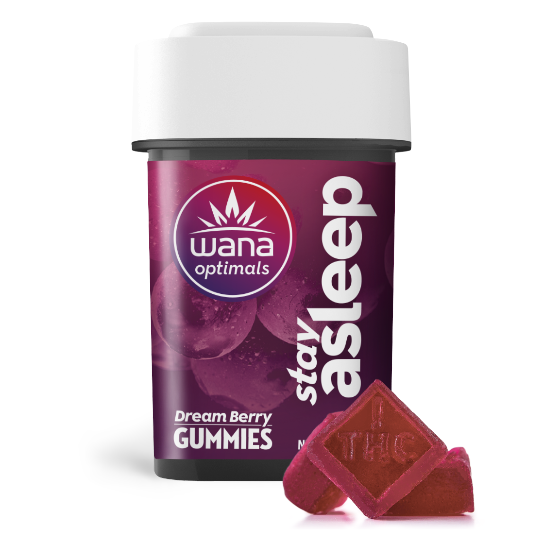 Photograph of product: Stay Asleep Dream Berry (I) - 100mg Gummies - Wana