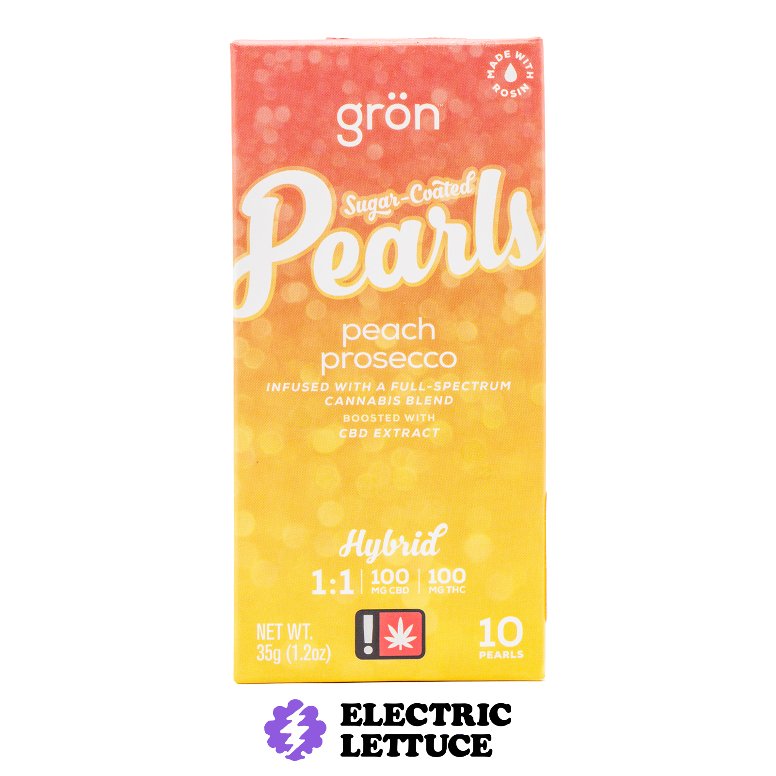 Photograph of product: Gron 1:1 Peach Prosecco Pearls 100mg