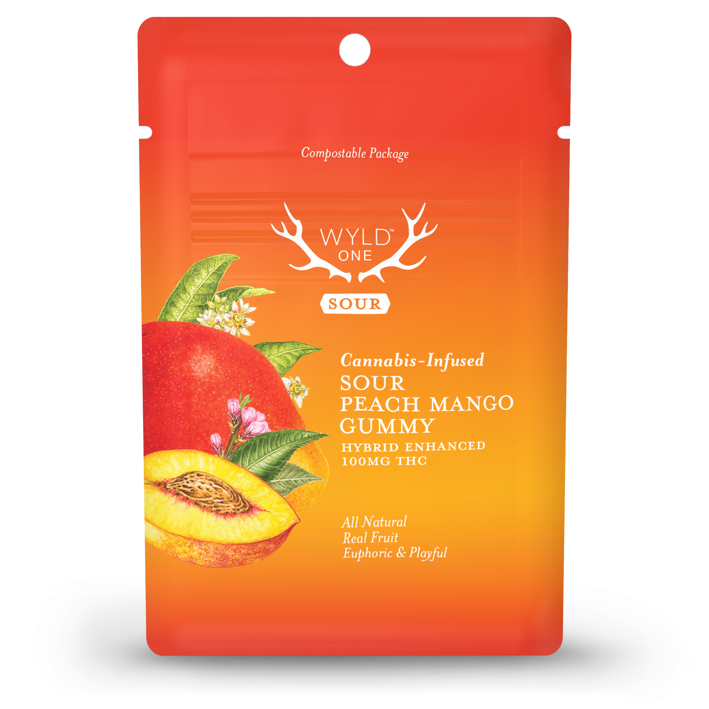 Photograph of product: Wyld ONE Sour Peach Mango Hybrid Gummy 100mg