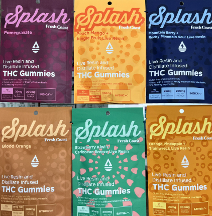 Photograph of product: SPLASH | 200MG LIVE RESIN GUMMIES| 2:1 TH-oui:CBN | MIXED BERRY