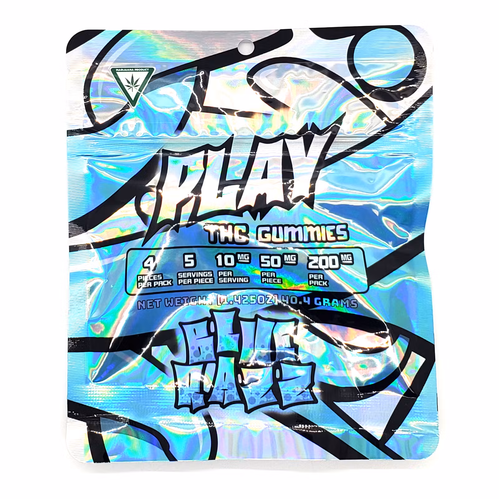 Photograph of Product: PLAY- Blue Raspberry Gummies 200mg (4x50mg)