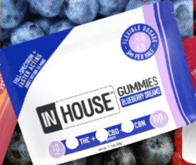 Photograph of product: In House 3:2:1 Blueberry Dream Gummies 100mg 10pk (CBD:TH-oui:CBN)
