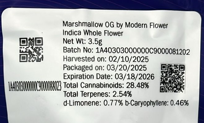 Photograph of Product: Modern Marshmallow OG 3.5g