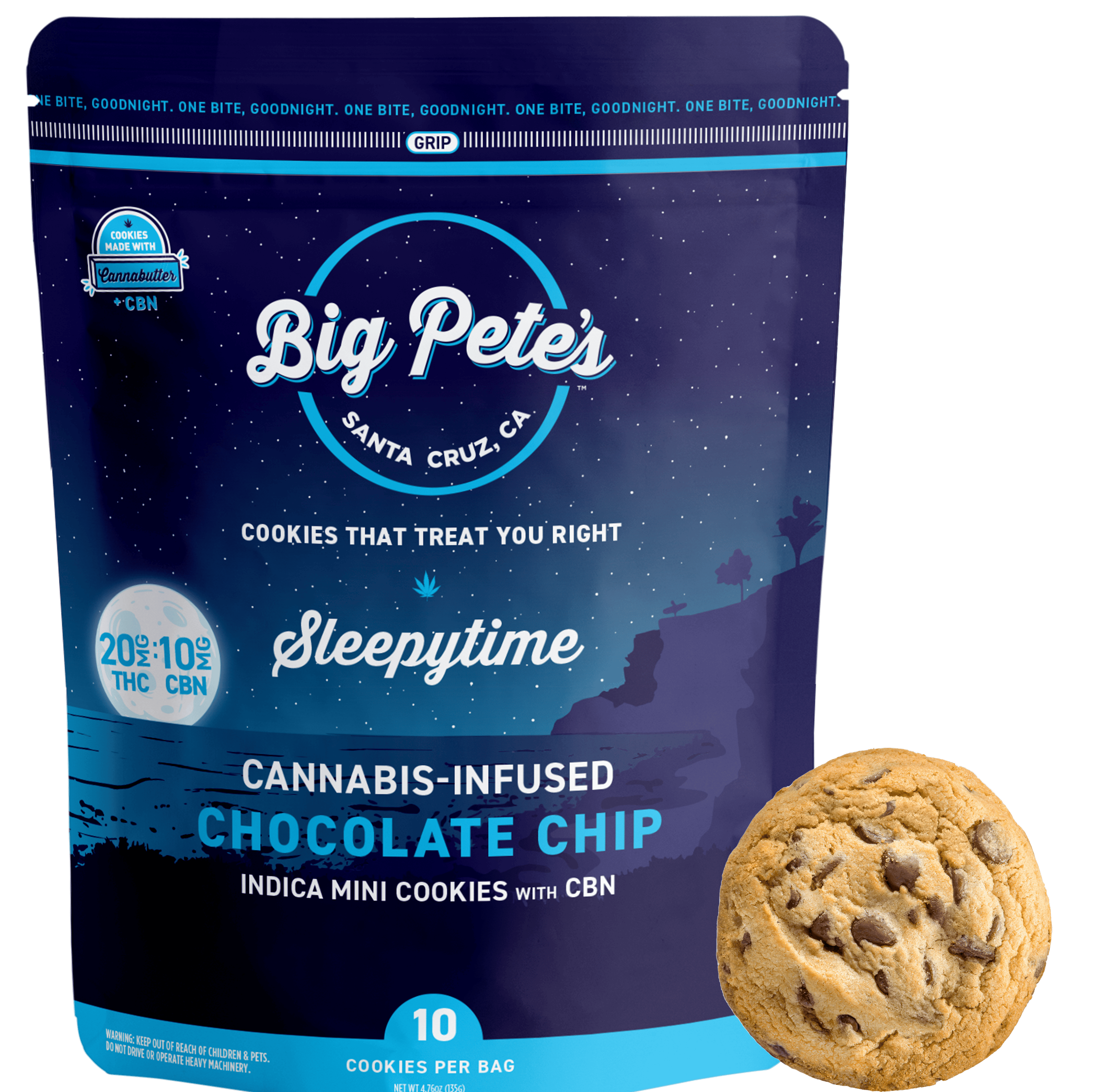 Photograph of product: Big Pete's Chocolate Chip Sleepytime Cookies  200mg TH-oui | 100mg CBN