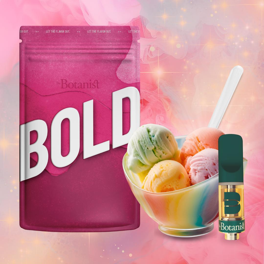 Photograph of product: Rainbow Sherbert I .5g BOLD Vape Cart I The Botanist