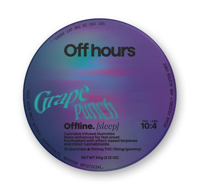 Photograph of product: Off Hours | Gummies 10 Pack | Offline | Grape Punch | 100mg