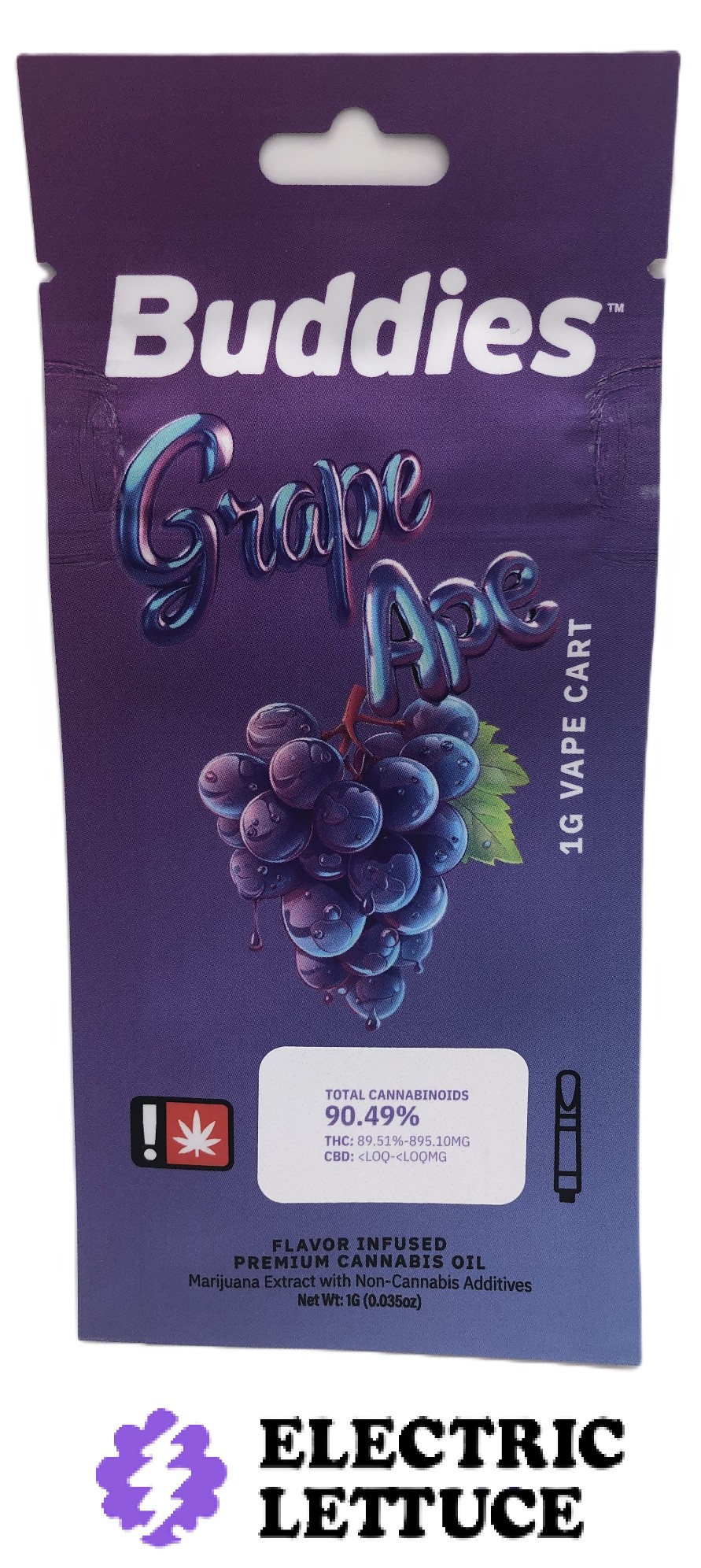 Photograph of product: Buddies Grape Ape Flavored Cartridge 1g