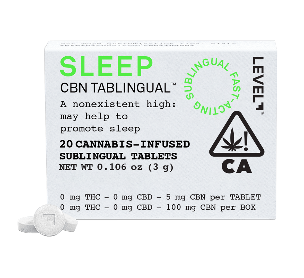 Photograph of product: Level, 100mg CBN Tablets, Sleep