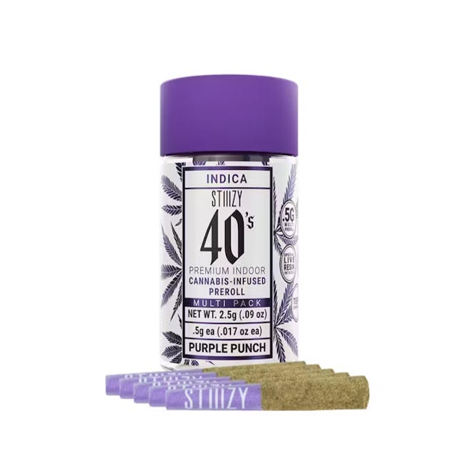 Photograph of product: 2.5G Pre-Rolls Infused Purple Punch 40's Pre rolls (5PK) - Purple Punch 2.5G Pre-Roll 5pk
