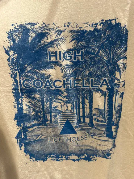 Photograph of product: Lighthouse | High From Coachella T-Shirt | Tan